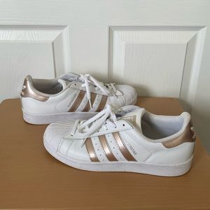 Adidas Rose Gold Blush and White Superstar Sneaker Size 9.5 Preowned